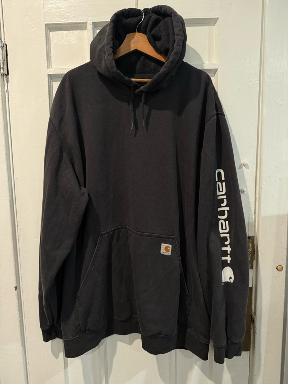 Carhartt Black Hooded Sweatshirt with Sleeve Script